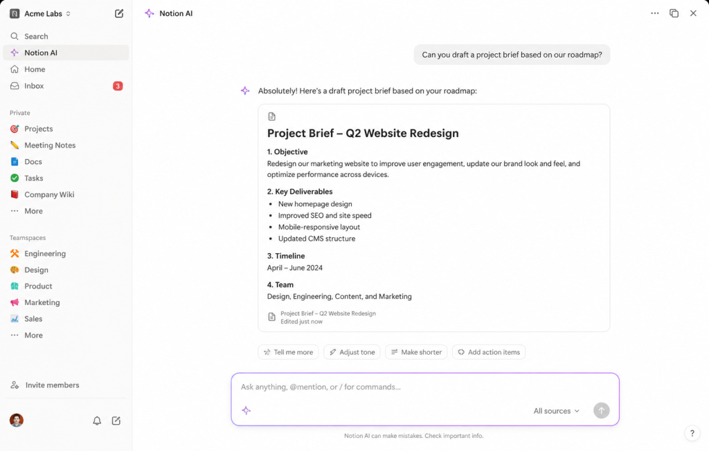 Notion AI organizing notes automatically