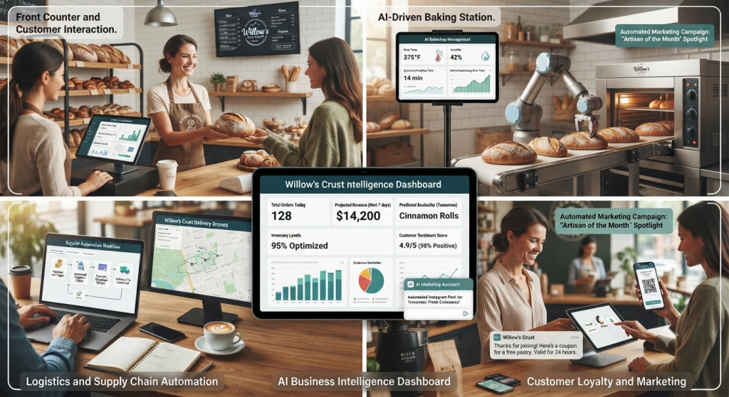 Small business using AI automation to improve productivity