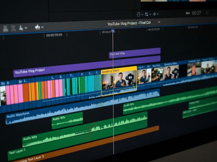 Video editor timeline for creating a YouTube video
