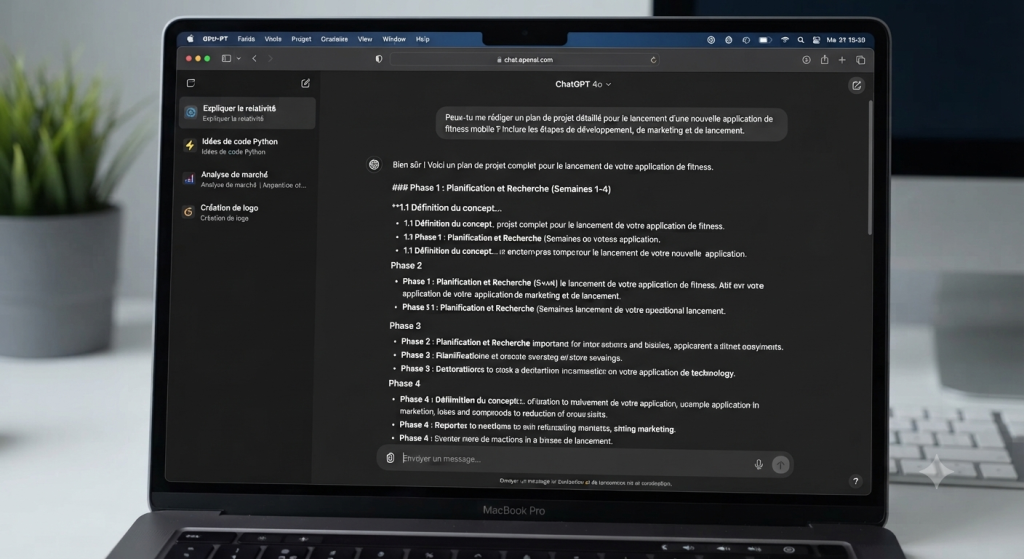 ChatGPT interface generating blog content
