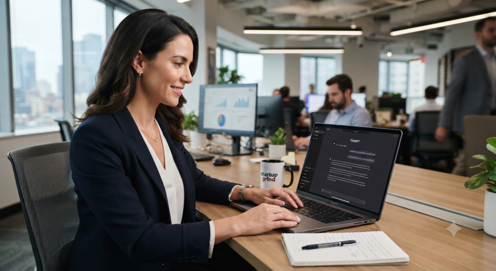 Professional using ChatGPT for work and productivity
