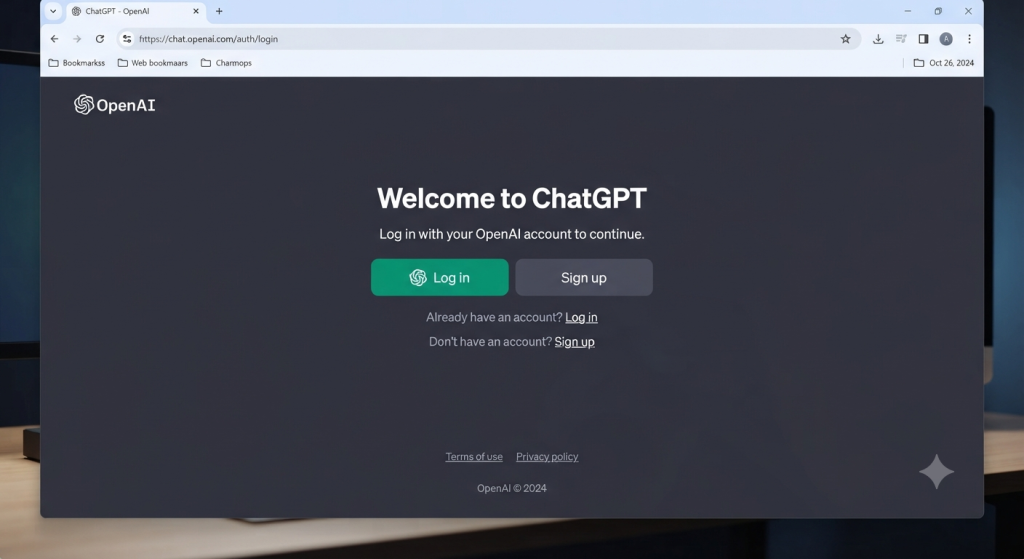 ChatGPT homepage and login interface