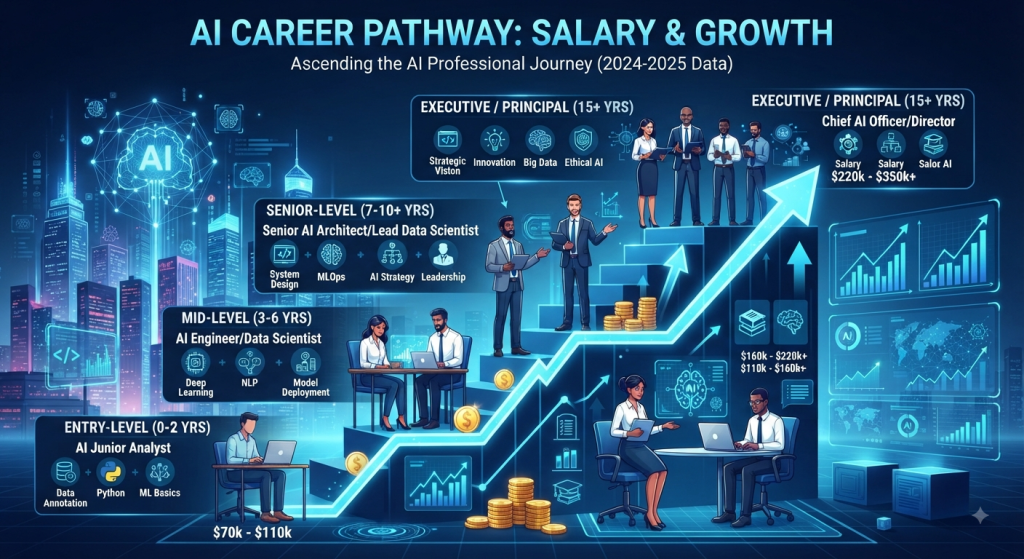 AI career salary and professional growth concept