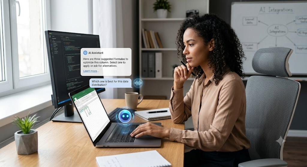 Person using artificial intelligence tools to improve daily productivity